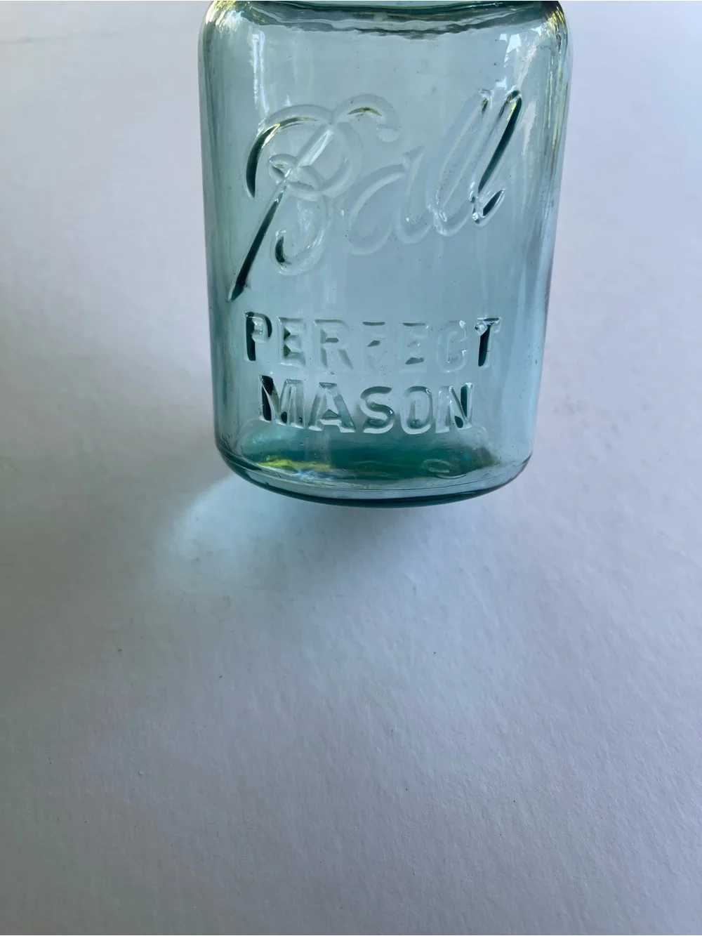 Antique Mason Aqua Glass Storage Jar with Lid
